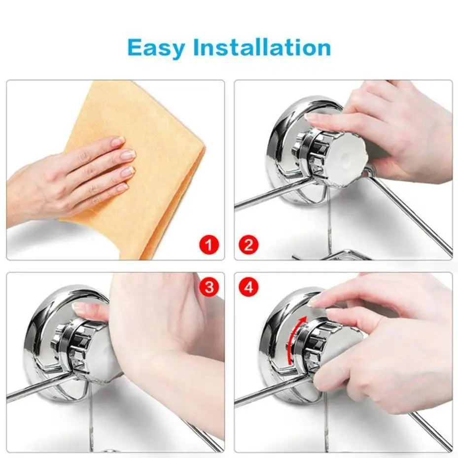 Vacuum Suction Cup Wall Hook Towel Rack Toilet Paper Holder Punch