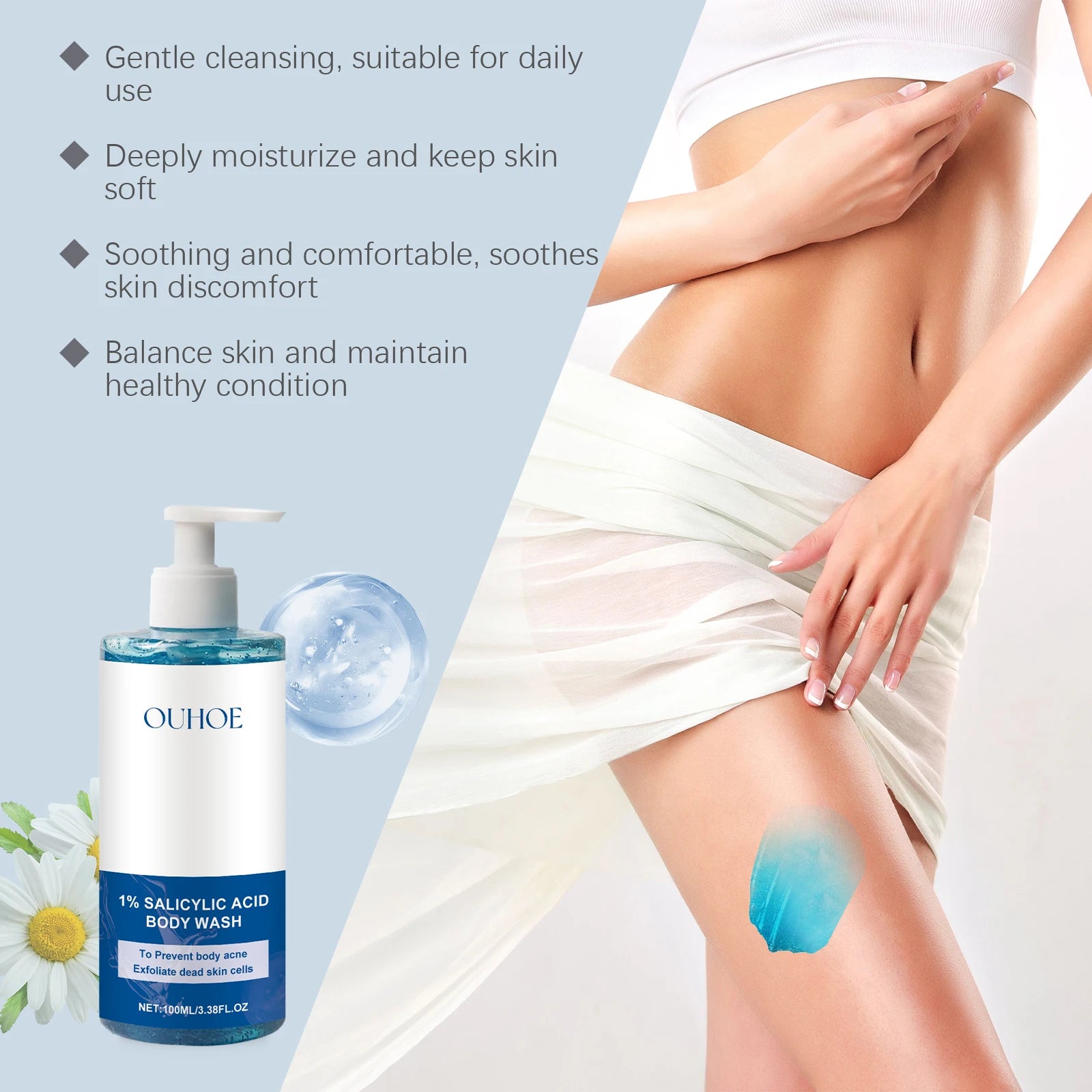Salicylic Acid Body Wash – Acne, Pores & Exfoliating Shower Gel Acne Body Wash Peaceful Pleasures Health and Wellness