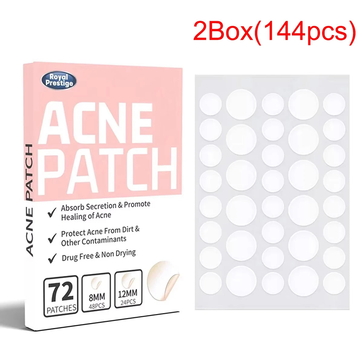 Invisible Hydrocolloid Acne Patches 72/144pcs – Waterproof Pimple