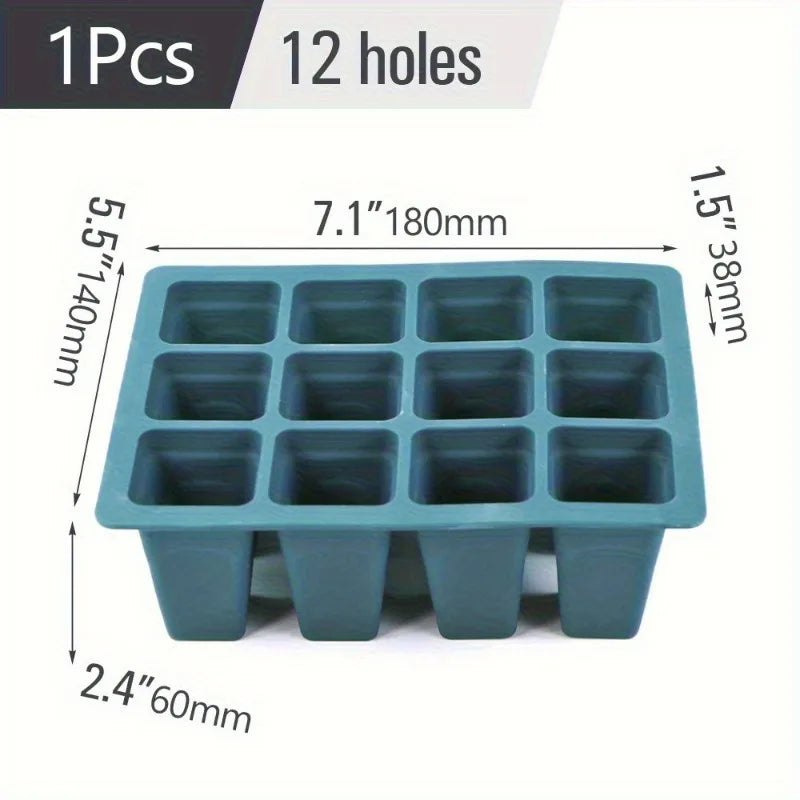 9-Cell Silicone Seed Germination Tray with Drainage Holes