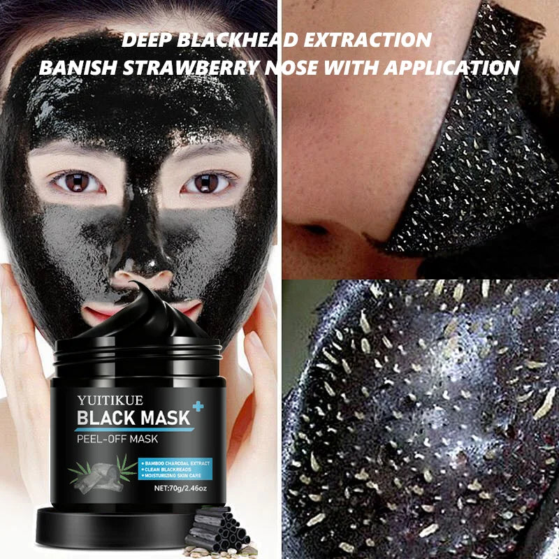 YUITIKUE Black Peel-Off Mask 70g with Bamboo Charcoal Extract for Blackhead Cleansing & Moisturizing Care Peaceful Pleasures Health and Wellness