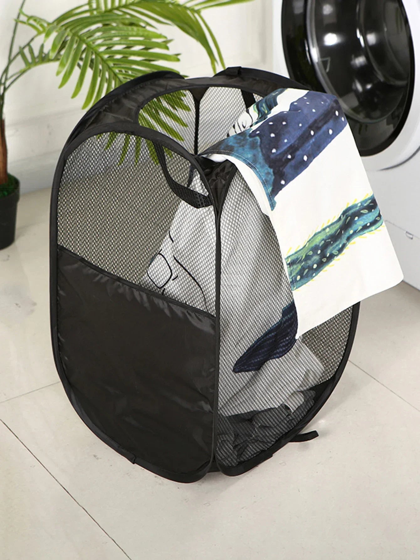 Large Capacity Dirty Clothes Basket Storage Bucket Mesh Bathroom Portable Foldable Dirty Clothes Basket Peaceful Pleasures Health and Wellness