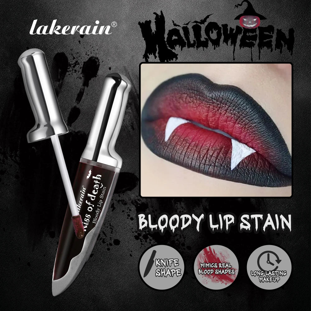 Lakerain Fake Bloody Lip Stain Gel-like Waterproof Spill-proof Long Lasting Matte Lip Tinting Halloween Party Lip Cosmetics Peaceful Pleasures Health and Wellness