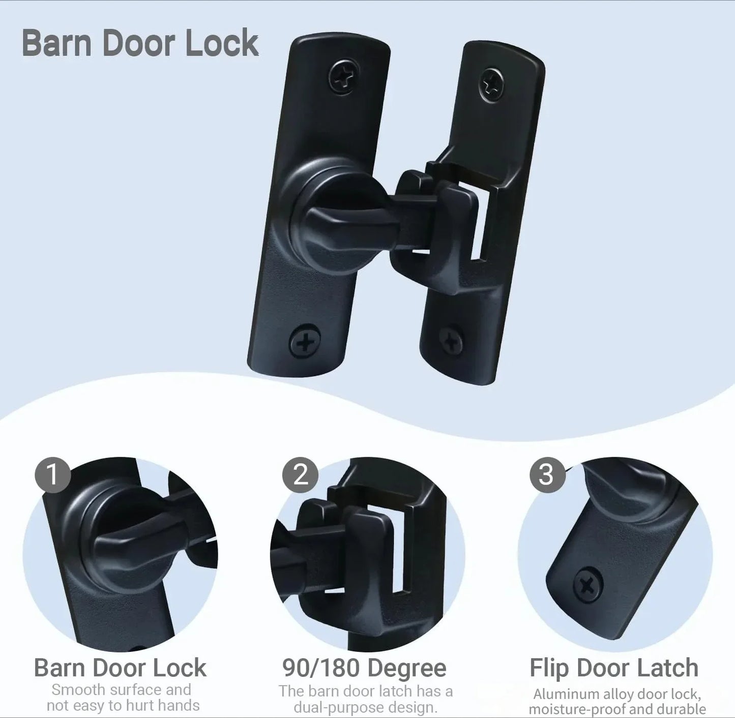 Barn Door Flip Lock 90/180° – Sliding Door Latch | Matte Black