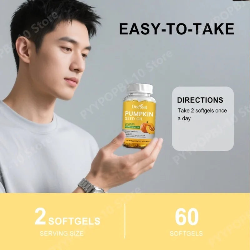 Pumpkin Seed Oil Softgels 2000mg – 60 Count | Plant-Based