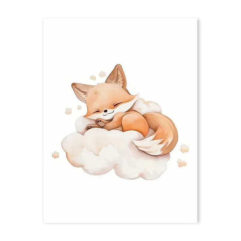 Cute Animal Canvas Wall Art for Kids Bedroom & Nursery