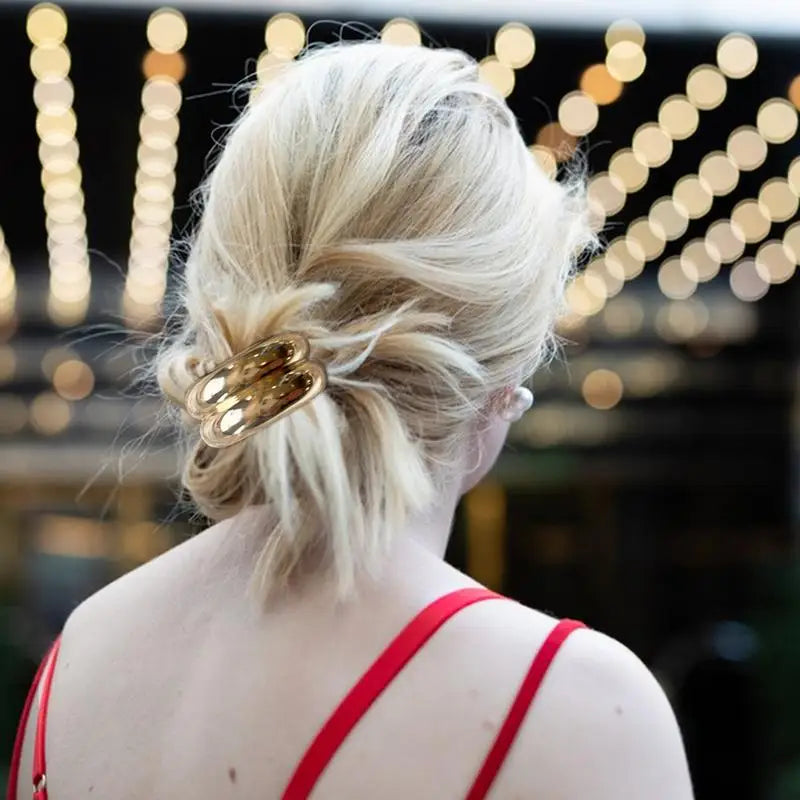 Gold Geometric Metal Hair Ties – Set of 4 Ponytail Holders