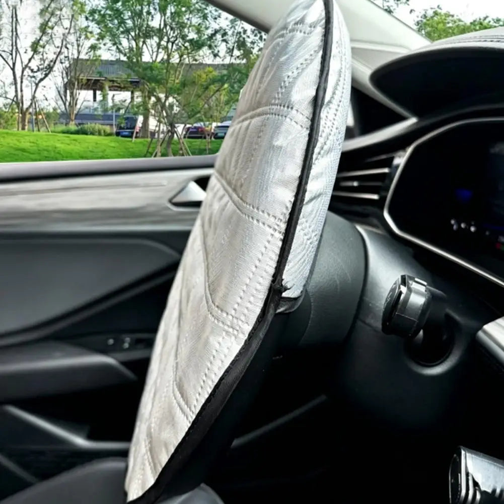 Universal Steering Wheel Sunshade Cover Heat Insulation UV Protection Sunshade Cover Foldable Dust-proof Protector for Outdoor Peaceful Pleasures Health and Wellness