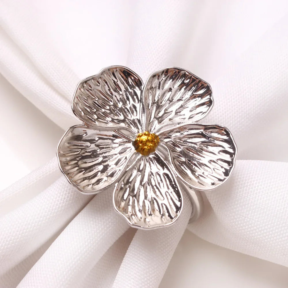 White Plumeria Floral Napkin Rings | Elegant Table Decor