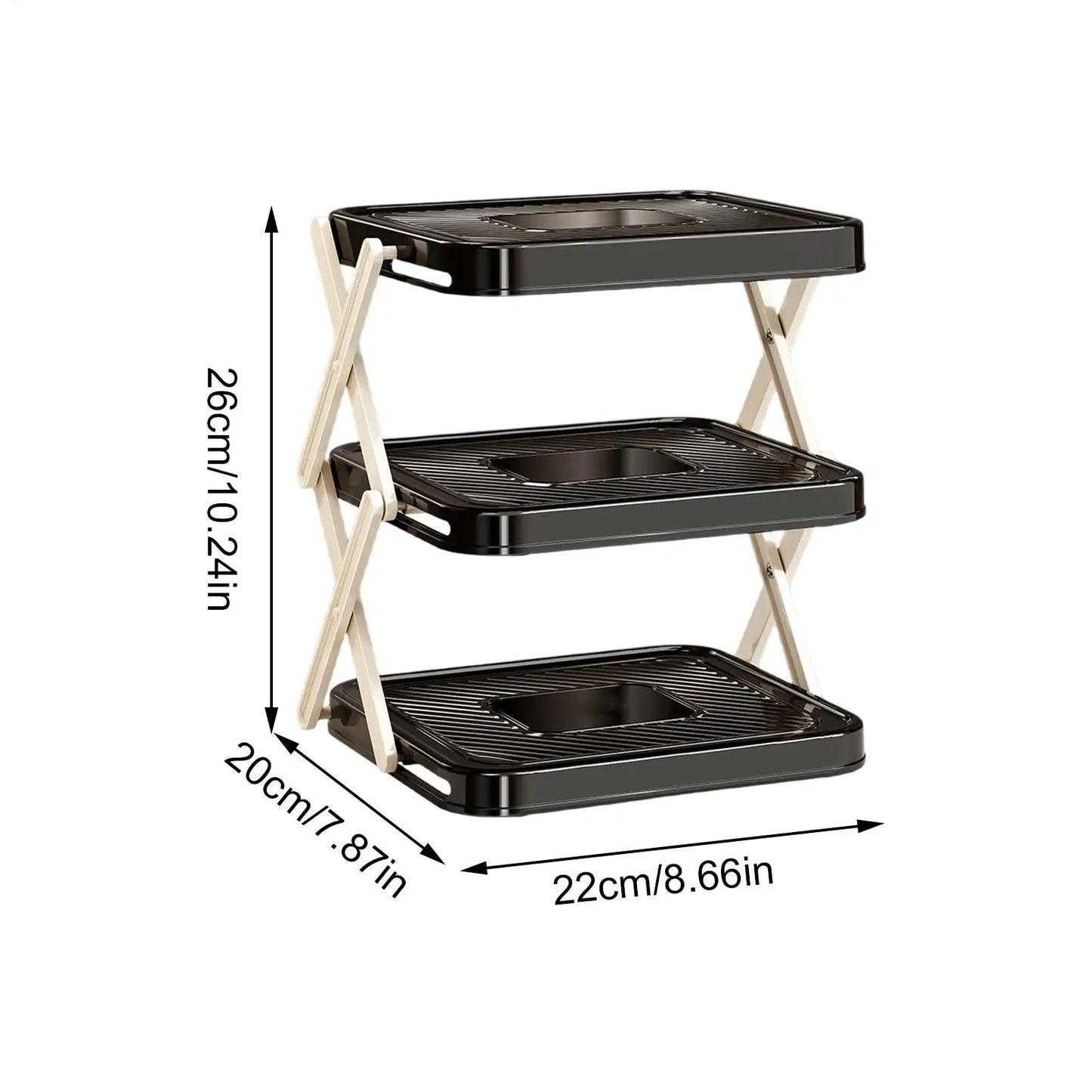 Foldable 3-Tier Prep Tray Rack | Kitchen & BBQ Organizer Kitchen Organizer Rack Peaceful Pleasures Health and Wellness