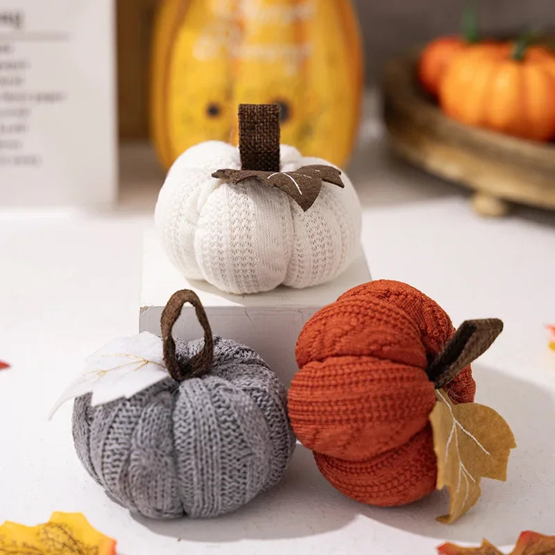 Knitted Pumpkin Ornaments for Halloween Festival Party & Home Bonsai Pendant Decor Halloween Gift Peaceful Pleasures Health and Wellness