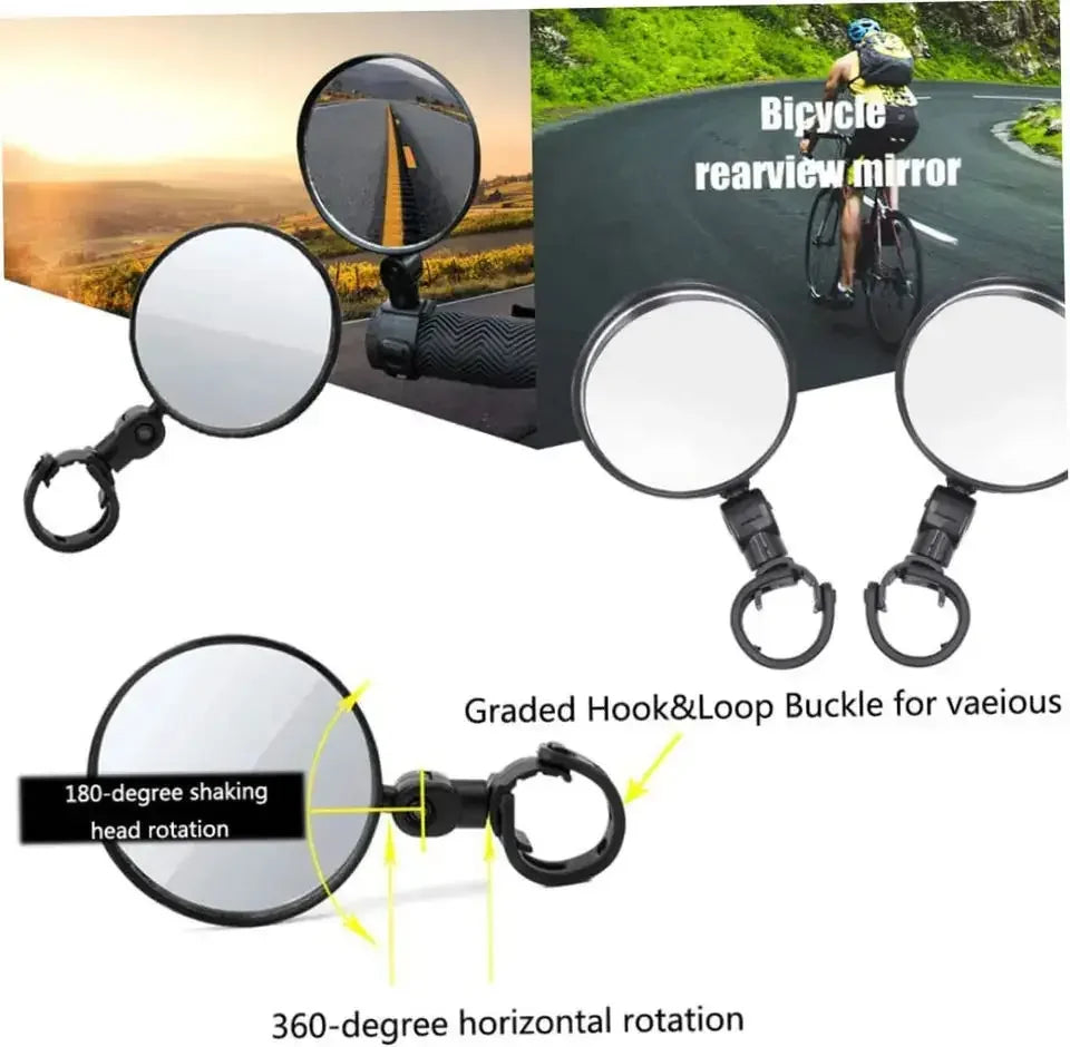 360° Adjustable Bike Handlebar Rearview Mirror | Wide Angle Bike Handlebar Mirror Peaceful Pleasures Health and Wellness