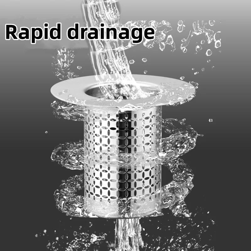 Stainless Steel Pop-Up Drain Stopper & Hair Catcher Strainer