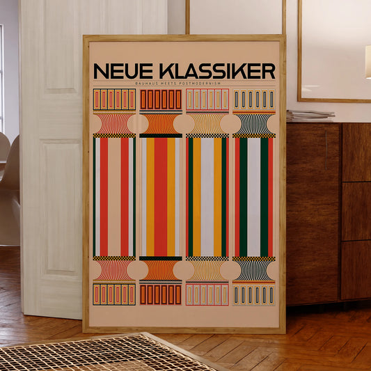 Bauhaus Vintage Canvas Wall Art Print | Aluminum Frame Poster Framed Canvas Print Peaceful Pleasures Health and Wellness