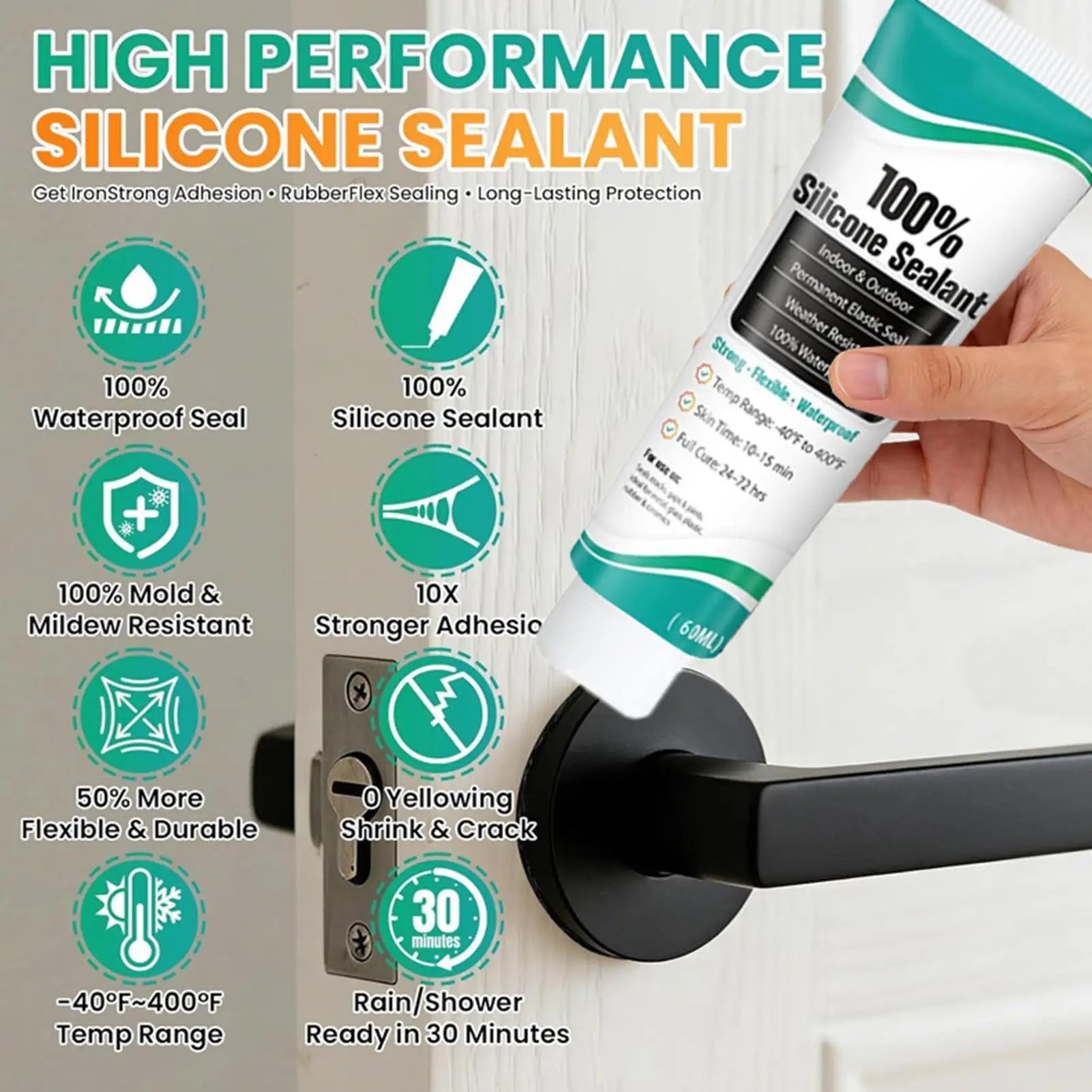 Waterproof Crack-Proof Silicone Sealant Caulk Tube Indoor Outdoor Seal Glue for Bathroom Bathtub Tile Glass Kitchen Door Wall Peaceful Pleasures Health and Wellness