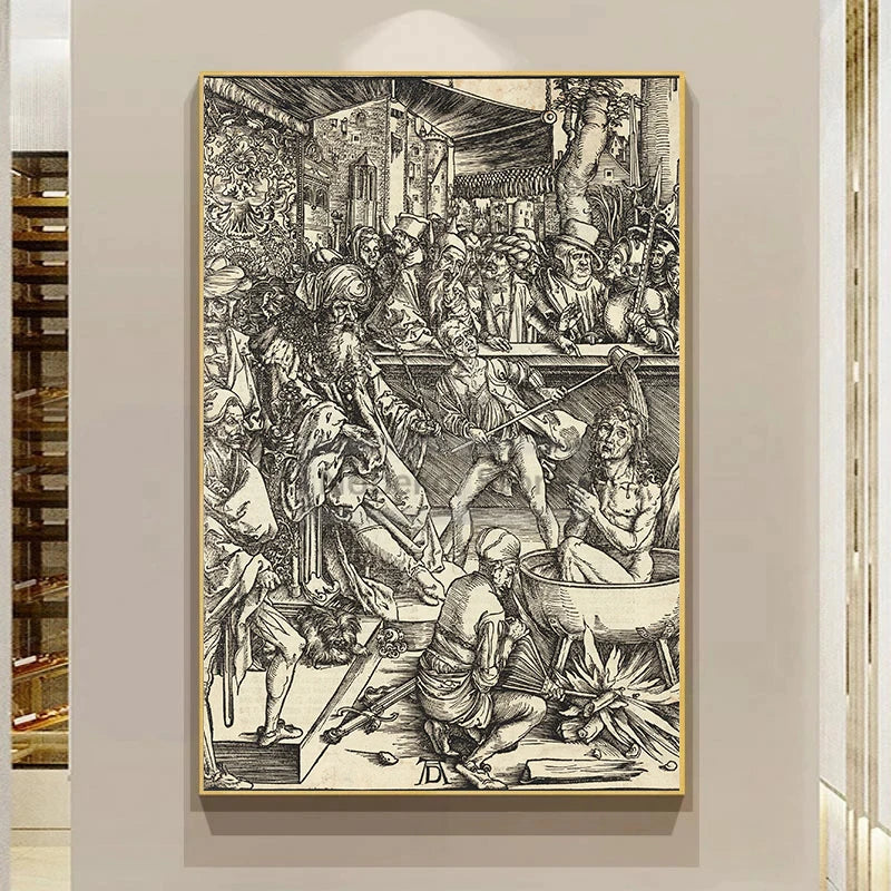 Albrecht Dürer Revelation Canvas Wall Art | B&W Christian Print