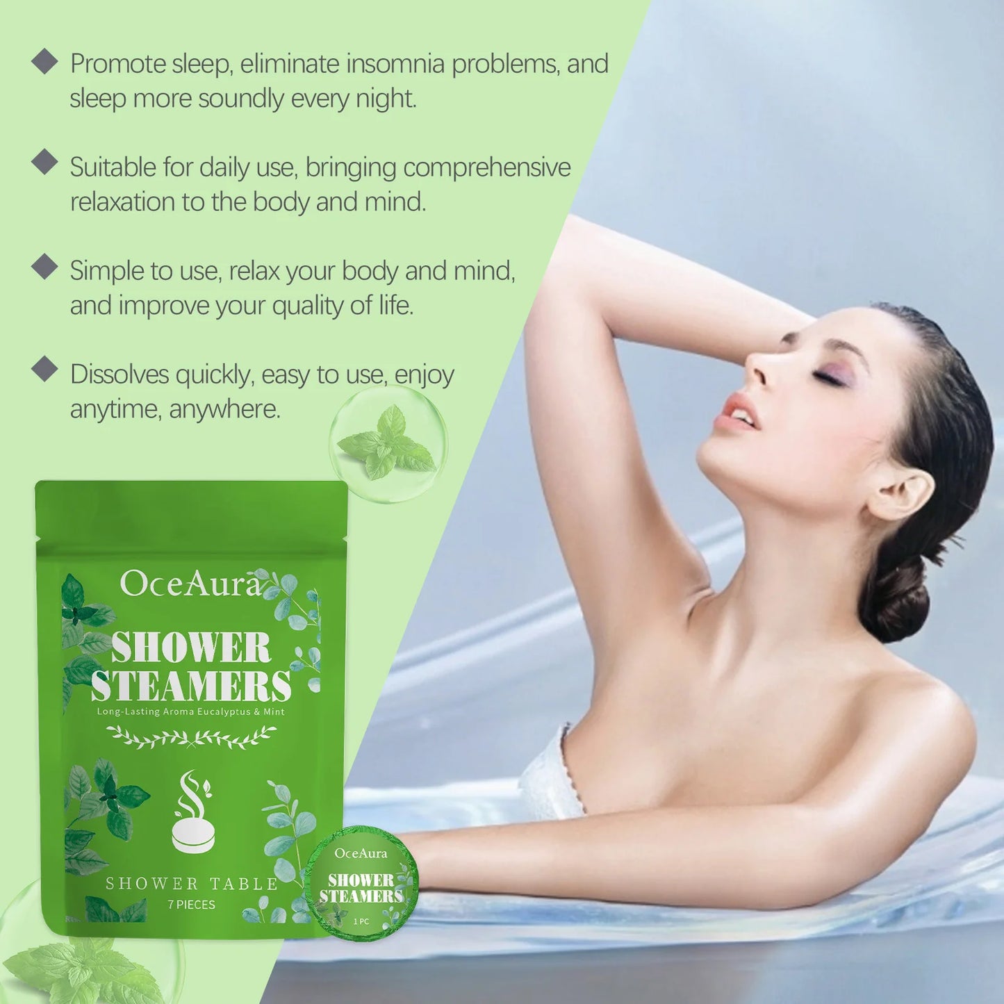 OceAura Peppermint Aromatherapy Bath Fizzies – 7-Piece Set