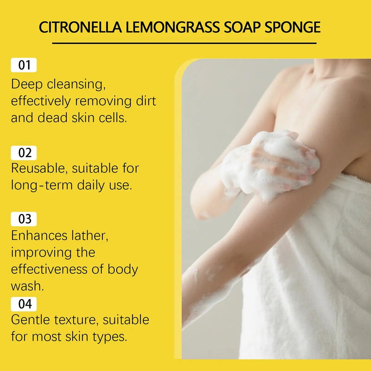 Exfoliating Bath Sponge | Double-Sided Body Scrubber
