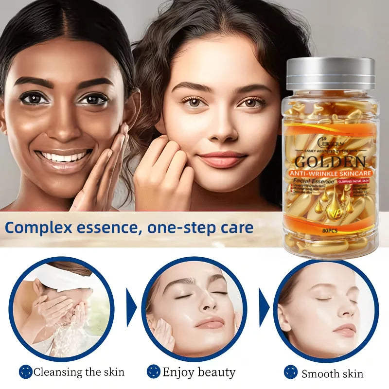 Anti-Wrinkle Face Serum Capsules – Vitamin C, E & Squalane 80ct