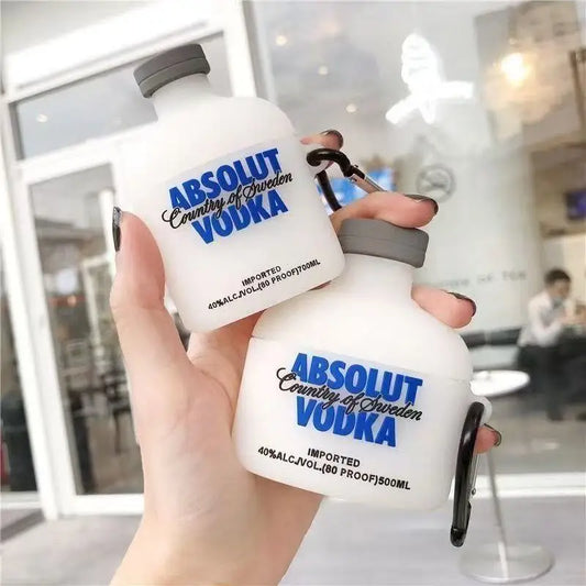 3D Vodka Bottle Silicone AirPods Case with Pendant Clip AirPods Silicone Case Oasis Select Wine Bottle For AirPods 4
