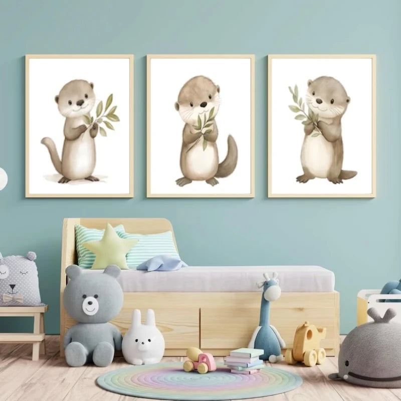3-Piece Animal Molehill Canvas Wall Art Print Set | Home Decor