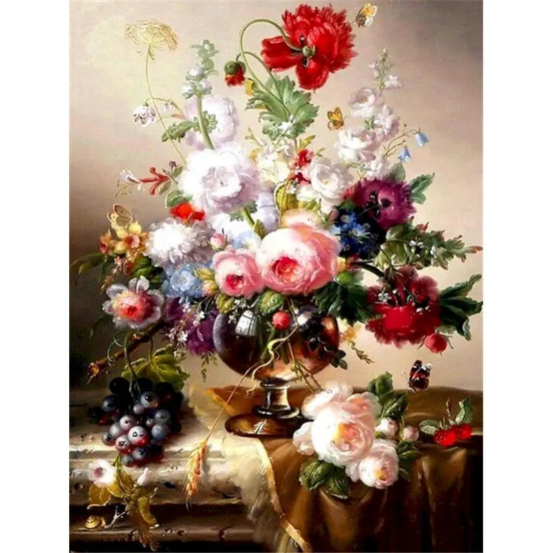 Classical Flowers Paint by Numbers Kit for Adults – 60×75cm