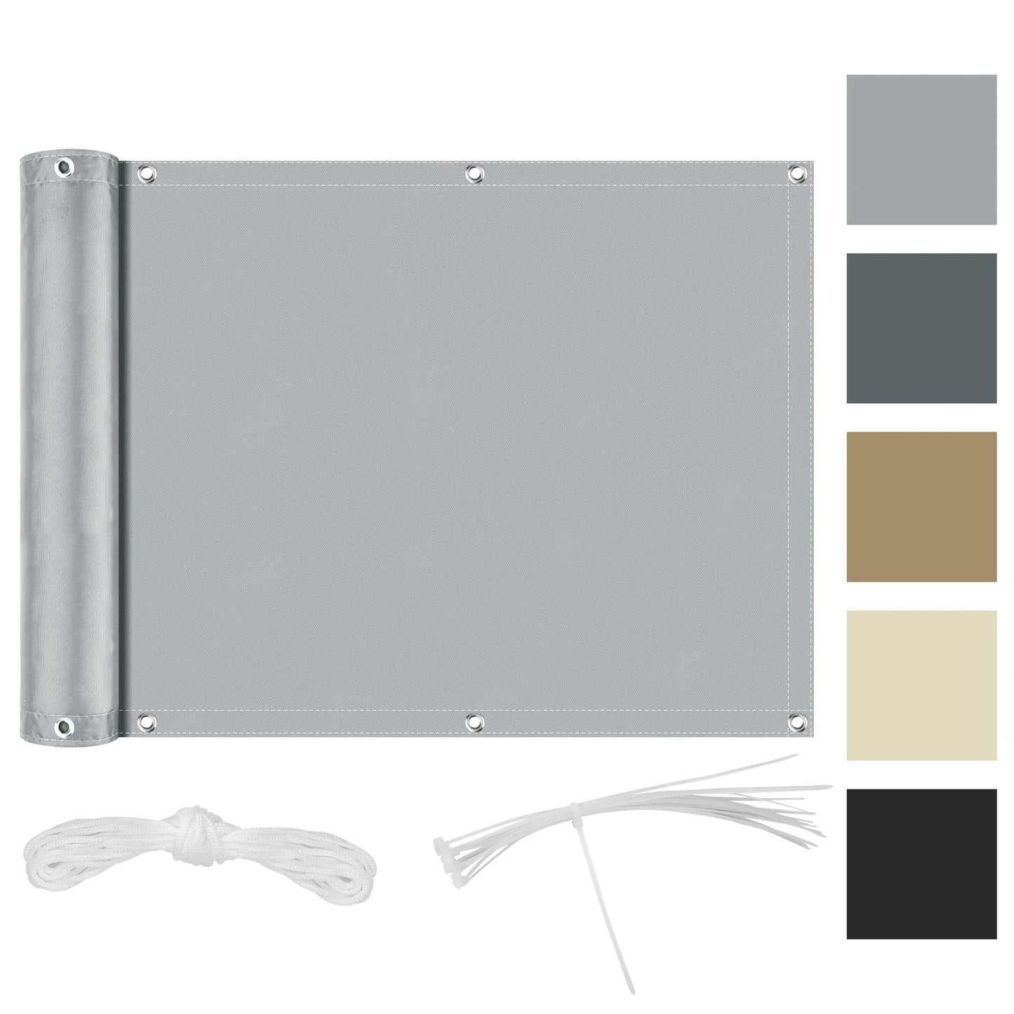 Waterproof Cloth with Grommets Shade Sail Canopy Pergola Balcony Privacy Screen UV Block for Porch Deck Outdoor Patio Pergola Peaceful Pleasures Health and Wellness Grey 90CMx500CM