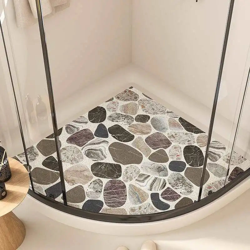 Fan-Shaped Anti-Slip Bathroom Mat – Cartoon Curved Suede Rug
