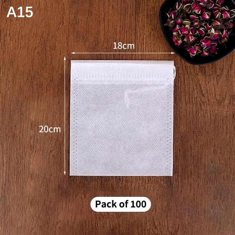 100 Disposable Drawstring Tea Bags – Empty Filter Pouches Tea Filter Bags Peaceful Pleasures Health and Wellness A15