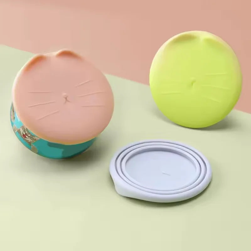 Pet Can Spoon & Lid Set | Cat Pattern, Food-Grade TPR