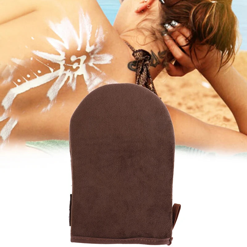 Brown Reusable Applicator Tanning Gloves Cream Lotion Mousse Body Cleaning Glove Peaceful Pleasures Health and Wellness