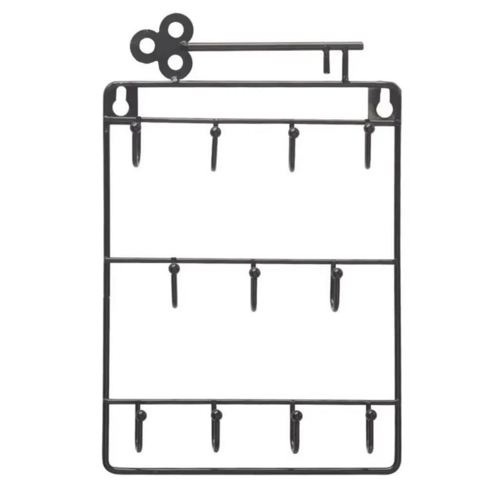 Iron 11 Key Hooks Modern Style Practical Jacket Hat Storage Rack Wall Mounted Storage Hook For Entryway Kitchen Office Decor Peaceful Pleasures Health and Wellness Black