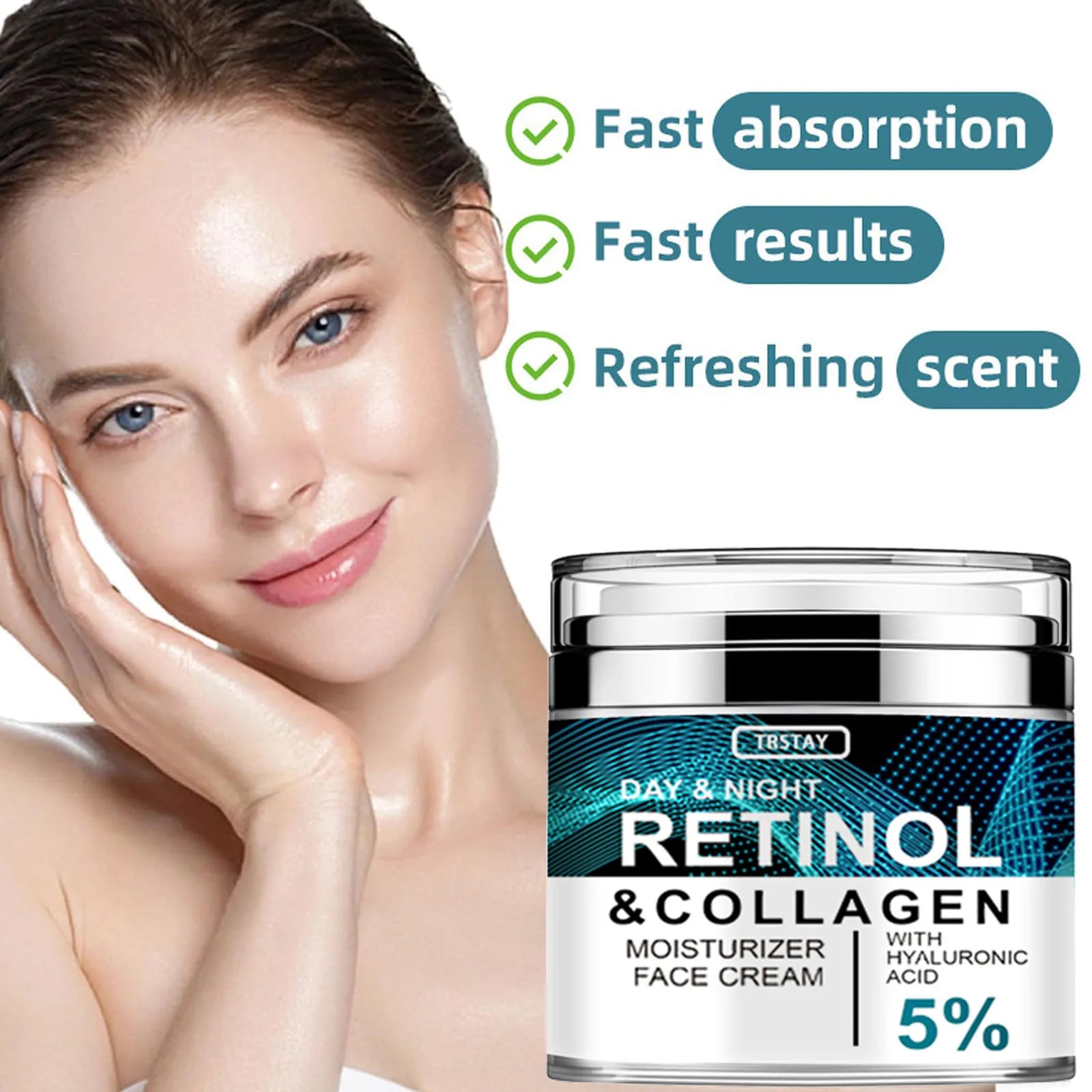 Collagen Retinol Hyaluronic Acid Cream, Retinol and Collagen Face Cream, Anti Againg Collagen Retinol Hyaluronic Acid Cream Peaceful Pleasures Health and Wellness