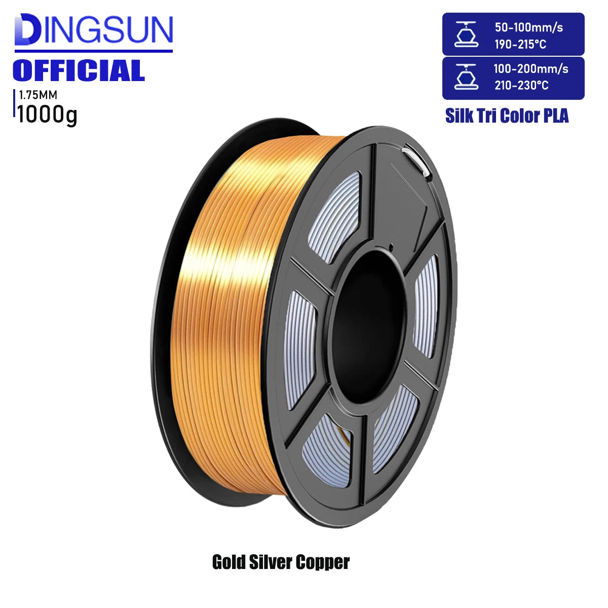 3D Maliang Tri-Color Silk PLA Filament 1.75mm | 4-Pack 250g