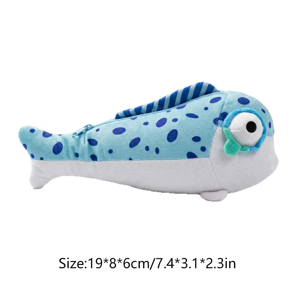 Blue Chubby Fish Pencil Case Student Cute Cartoon Shaped Storage Bag