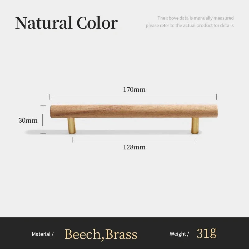 Nordic Walnut Wood Cabinet Handles & T-Bar Drawer Knobs