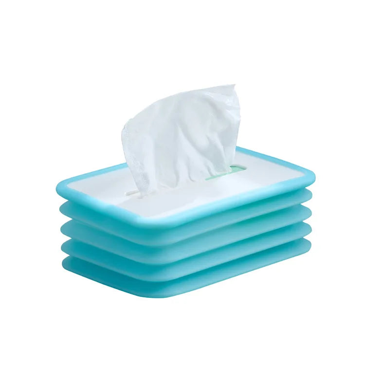 Luminous Paper Towel Box Desktop Silent Coreless Roll Paper Box Paper Tissue Box Automatic Downward Compression Telescopic Thin Peaceful Pleasures Health and Wellness Blue