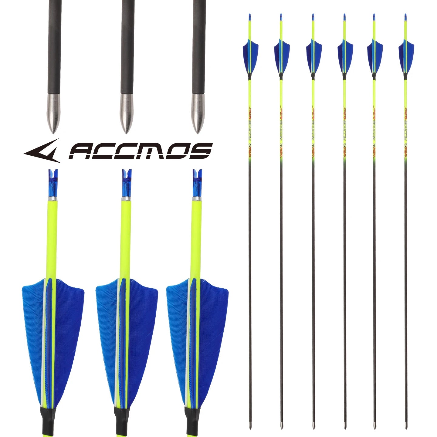 6 12 ID4 Pure Carbon Arrow Spine400-1000 Feather Recurve Compound Bow