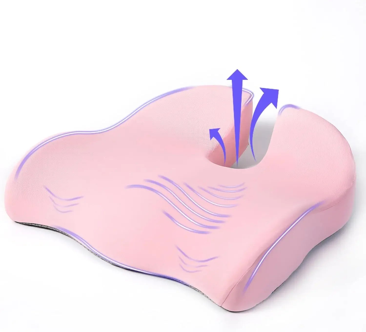 Large Memory Foam Seat Cushion for Office Chair, Car & Wheelchair - Tailbone Pain Relief & Back Support in Pink Peaceful Pleasures Health and Wellness United States