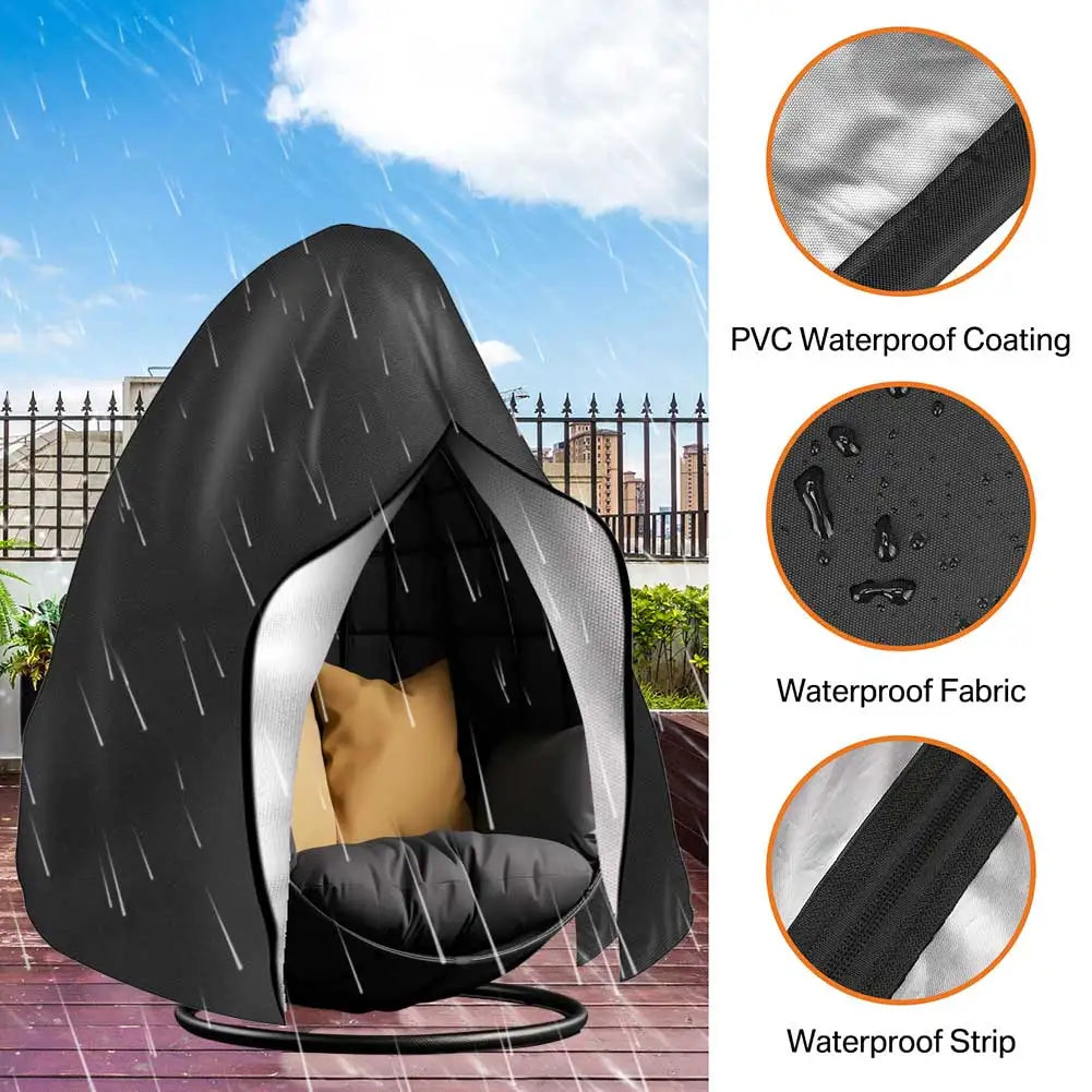 Waterproof Patio Hanging Chair Cover Egg Swing Chair Cover with Zipper Outdoor Windproof Heavy Duty Garden Furniture Protector Peaceful Pleasures Health and Wellness