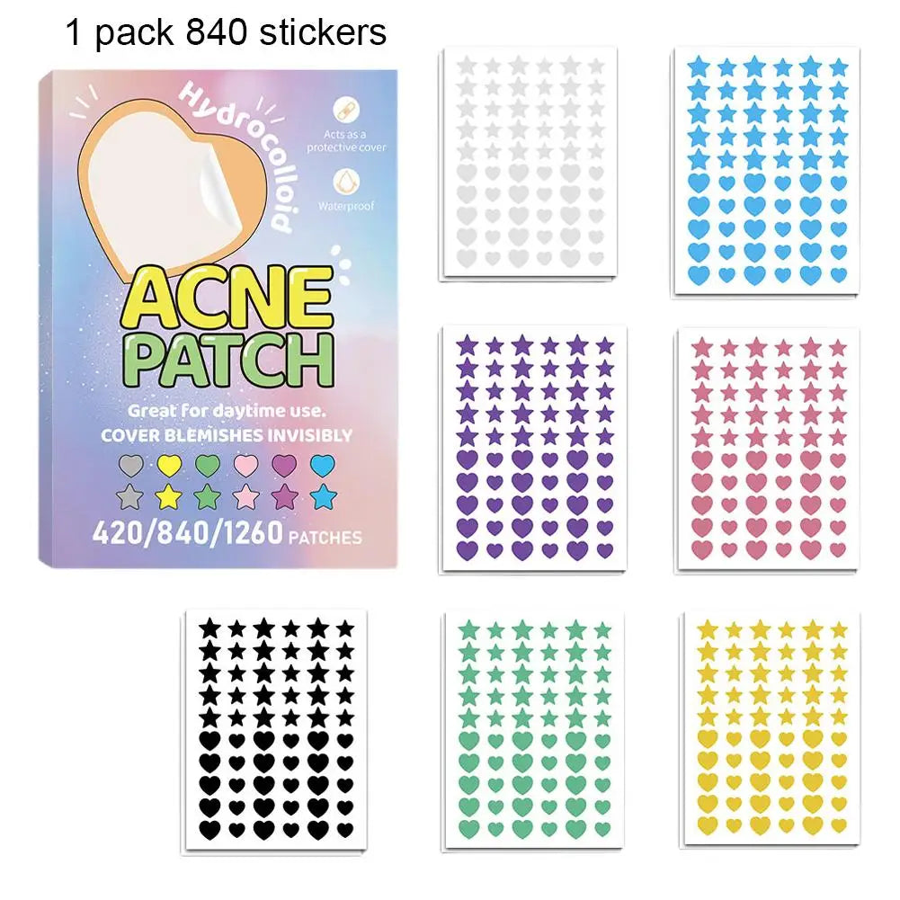 Colorful Star & Heart Acne Patches – 420 to 1260 Pcs