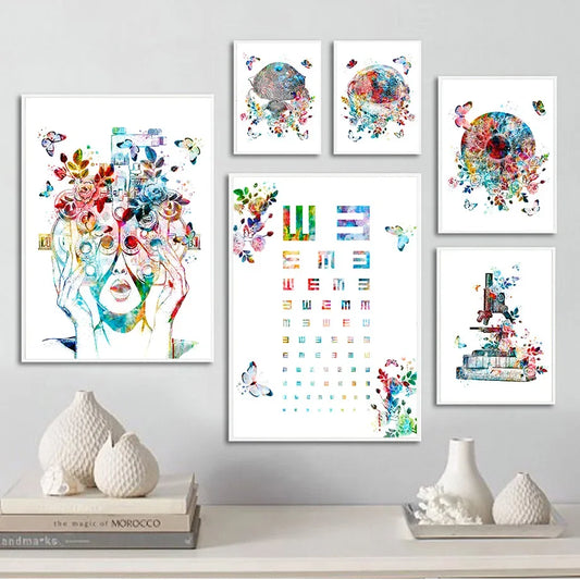 Abstract Watercolor Eye Anatomy Canvas Wall Art | Medical Decor Canvas Wall Art Print Peaceful Pleasures Health and Wellness