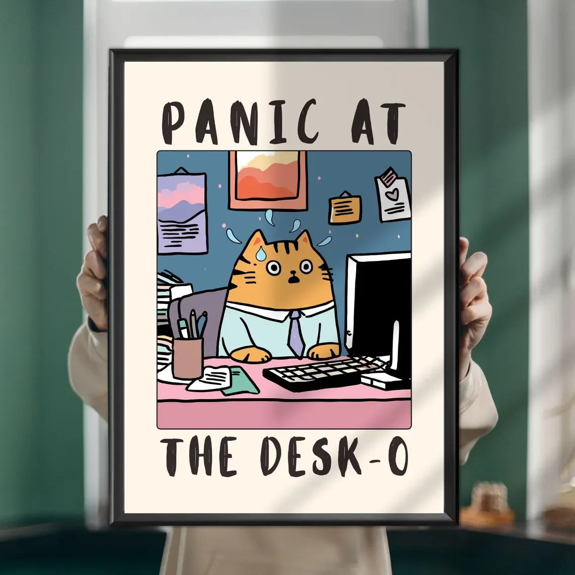 Cool People Work Here Cat Poster | Funny Office Wall Art Canvas Wall Poster Peaceful Pleasures Health and Wellness TR261079-6 50x70cm Unframed
