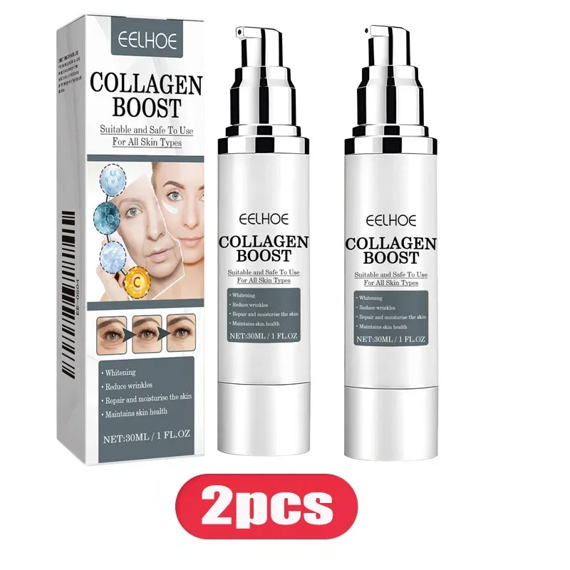 EELHOE Collagen Booster Face Cream Moisturizing Firming Skin Care for Women Reduces Wrinkles Fine Lines Hyaluronic Acid Skincare Peaceful Pleasures Health and Wellness 2pcs
