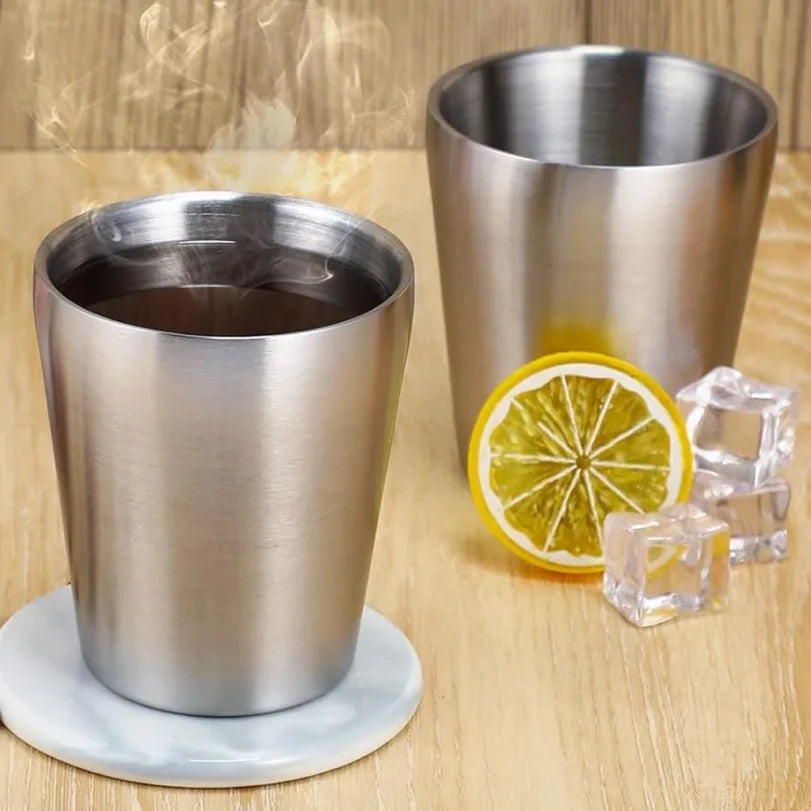 304 Stainless Steel Double Wall Stackable Camping Mugs Set of 4