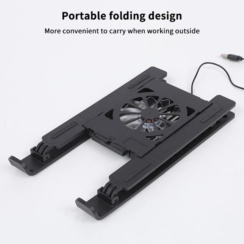 Foldable Laptop Cooling Stand with Built-In Fan | Height Adjustable