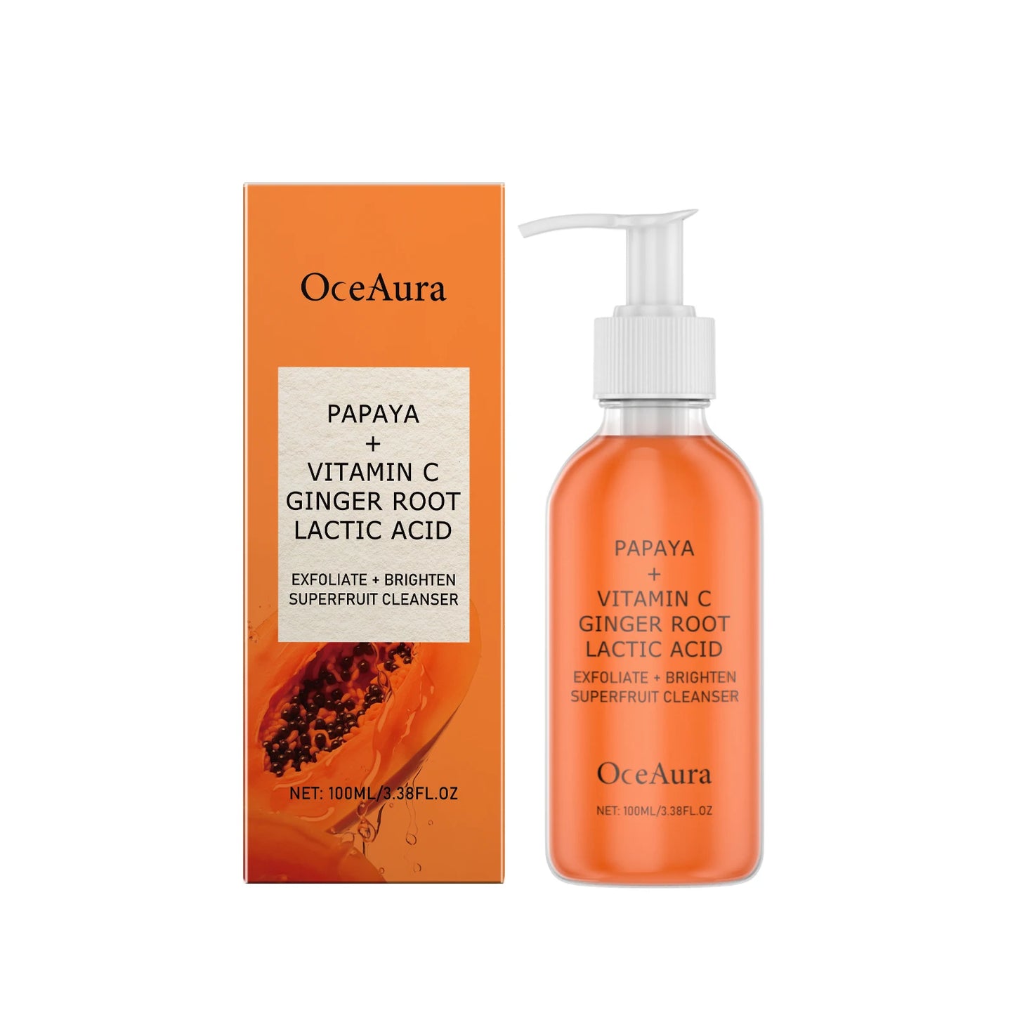 OceAura Papaya Exfoliating Facial Cleanser 100ml | Brighten Skin