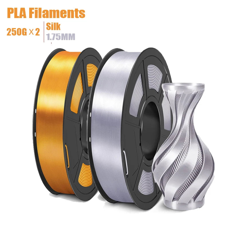 Silk PLA Filament 1.75mm 500g Gold & Silver – ±0.02mm Accuracy