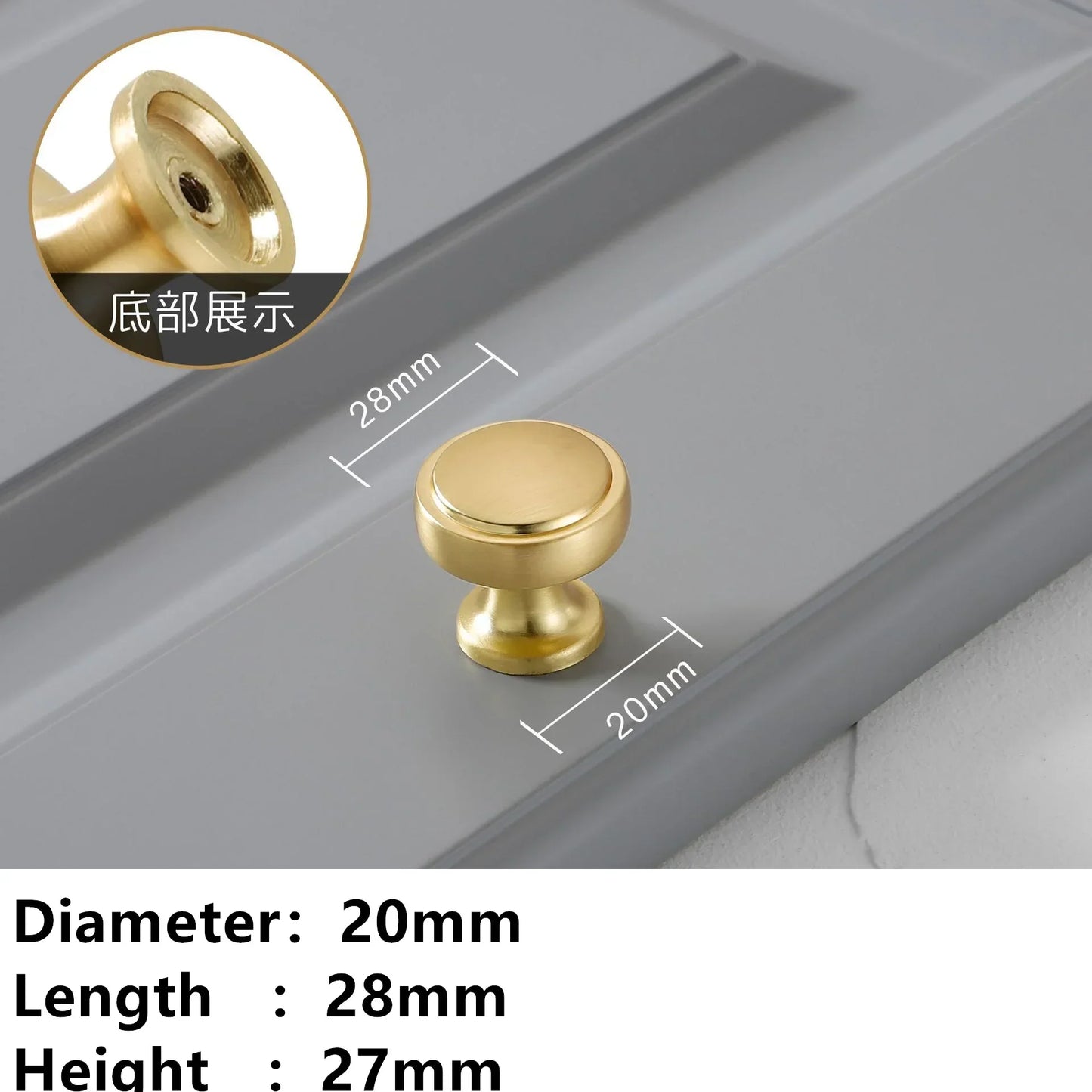 Golden Ring Cabinet Knob – Single Hole Zinc Alloy Drawer Handle