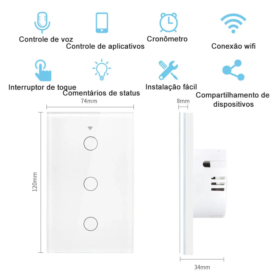 Tuya WiFi Smart Wall Switch 1/2/3 Gang No Neutral | Alexa